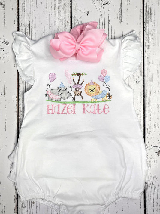 Personalized Birthday Zoo Animals Boy Bubble Romper | Custom Baby Girl Bubble | First Birthday | Safari Birthday | Baby Shower Gift