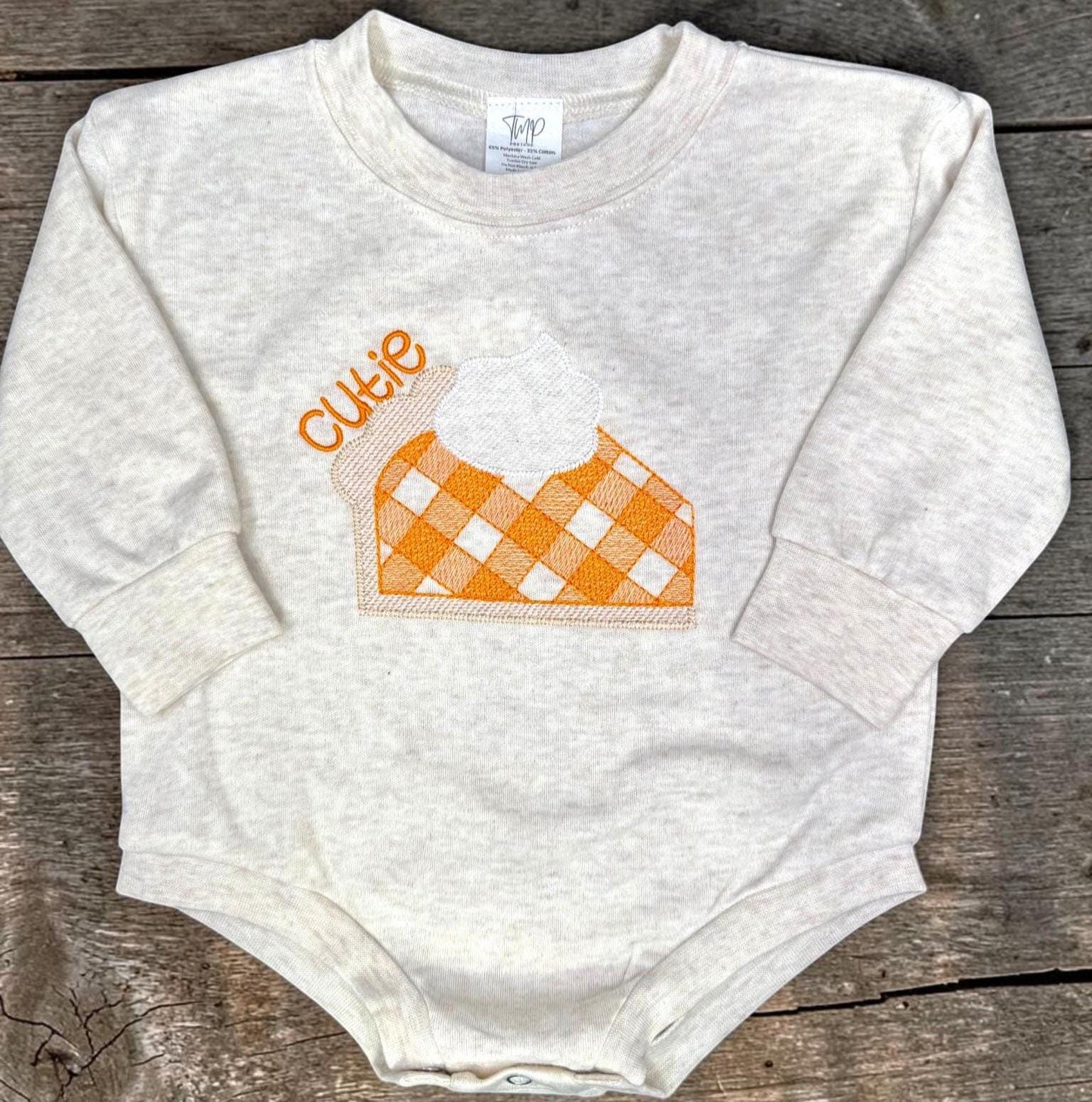 Personalized Pumpkin Pie Baby Bodysuit | First Thanksgiving Outfit, Fall Long Sleeve
