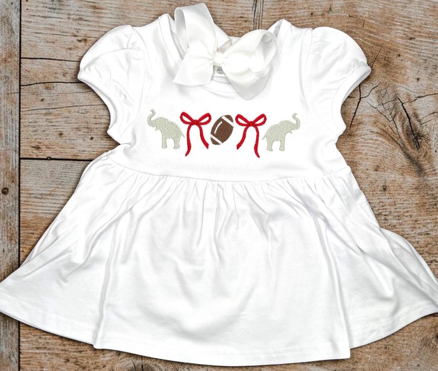 Girls Football Embroidered Tunic Dress | Game Day Dress | Alabama Inspired Toddler & Girls Outfit