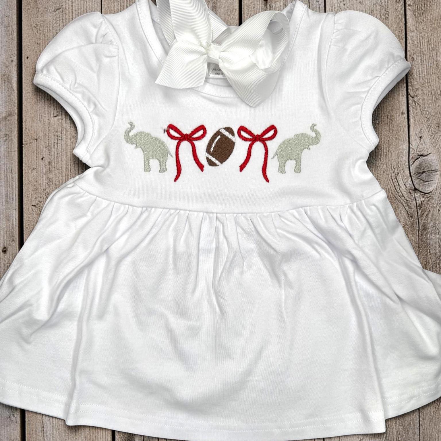 Girls Football Embroidered Tunic Dress | Game Day Dress | Alabama Inspired Toddler & Girls Outfit