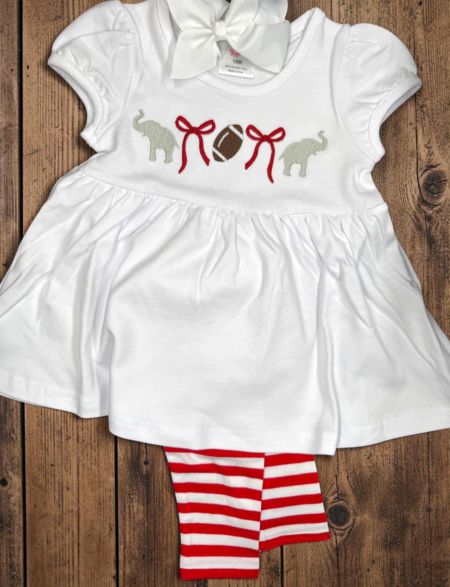 Girls Football Embroidered Tunic Dress | Game Day Dress | Alabama Inspired Toddler & Girls Outfit
