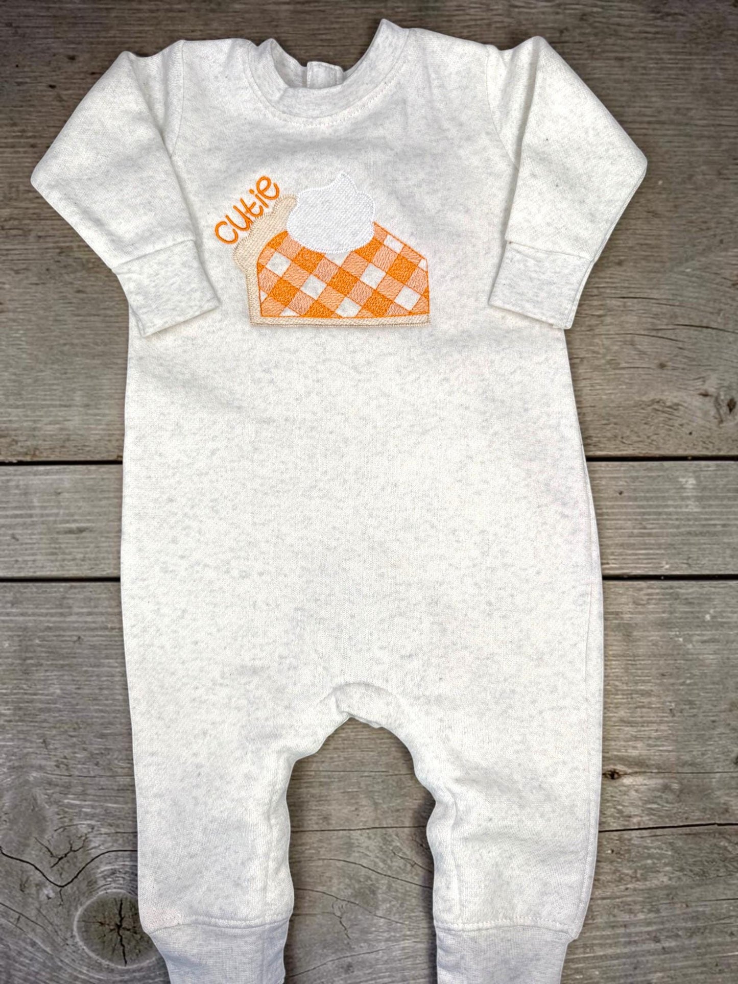 Personalized Pumpkin Pie Baby Romper, Thanksgiving Baby Outfit, Fall Fleece One Piece, Baby's First Thanksgiving, Autumn Baby Gift