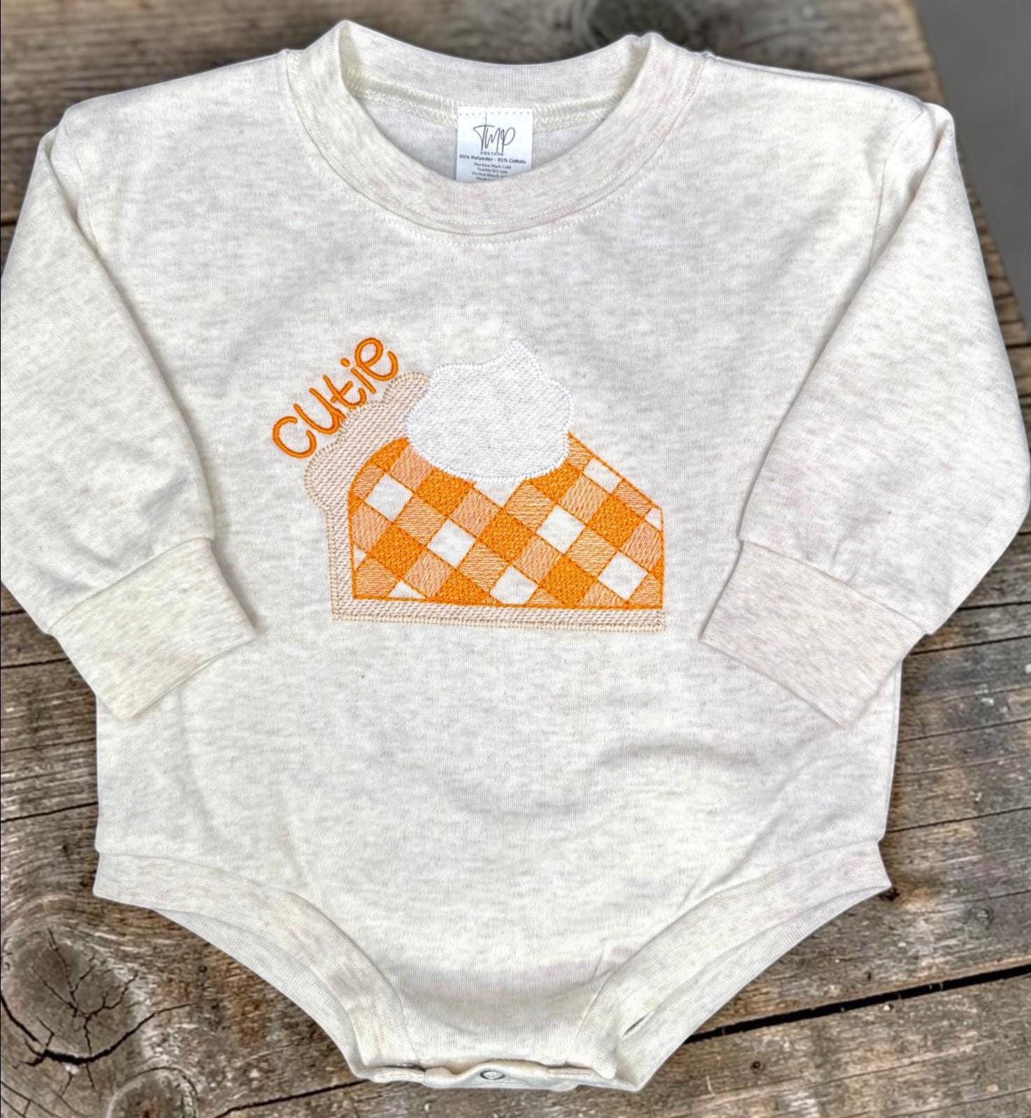 Personalized Pumpkin Pie Baby Bodysuit | First Thanksgiving Outfit, Fall Long Sleeve