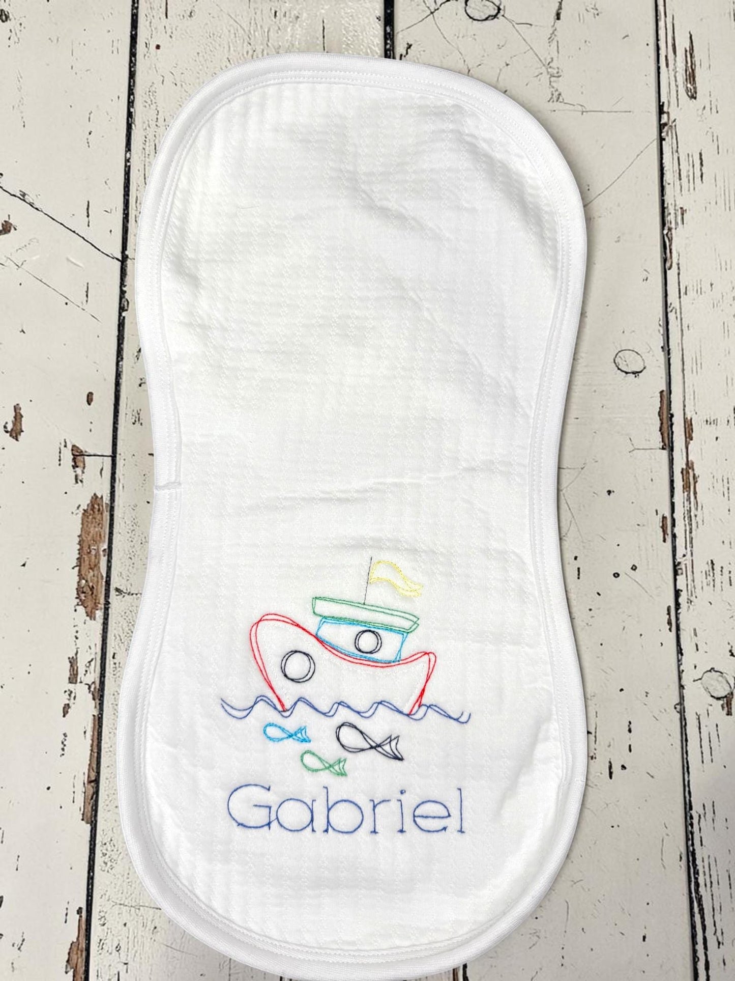 Personalized Baby Boy Bib, Burp Cloth or Blanket, Embroidered Sailboat Baby Gift, Nautical Baby Set