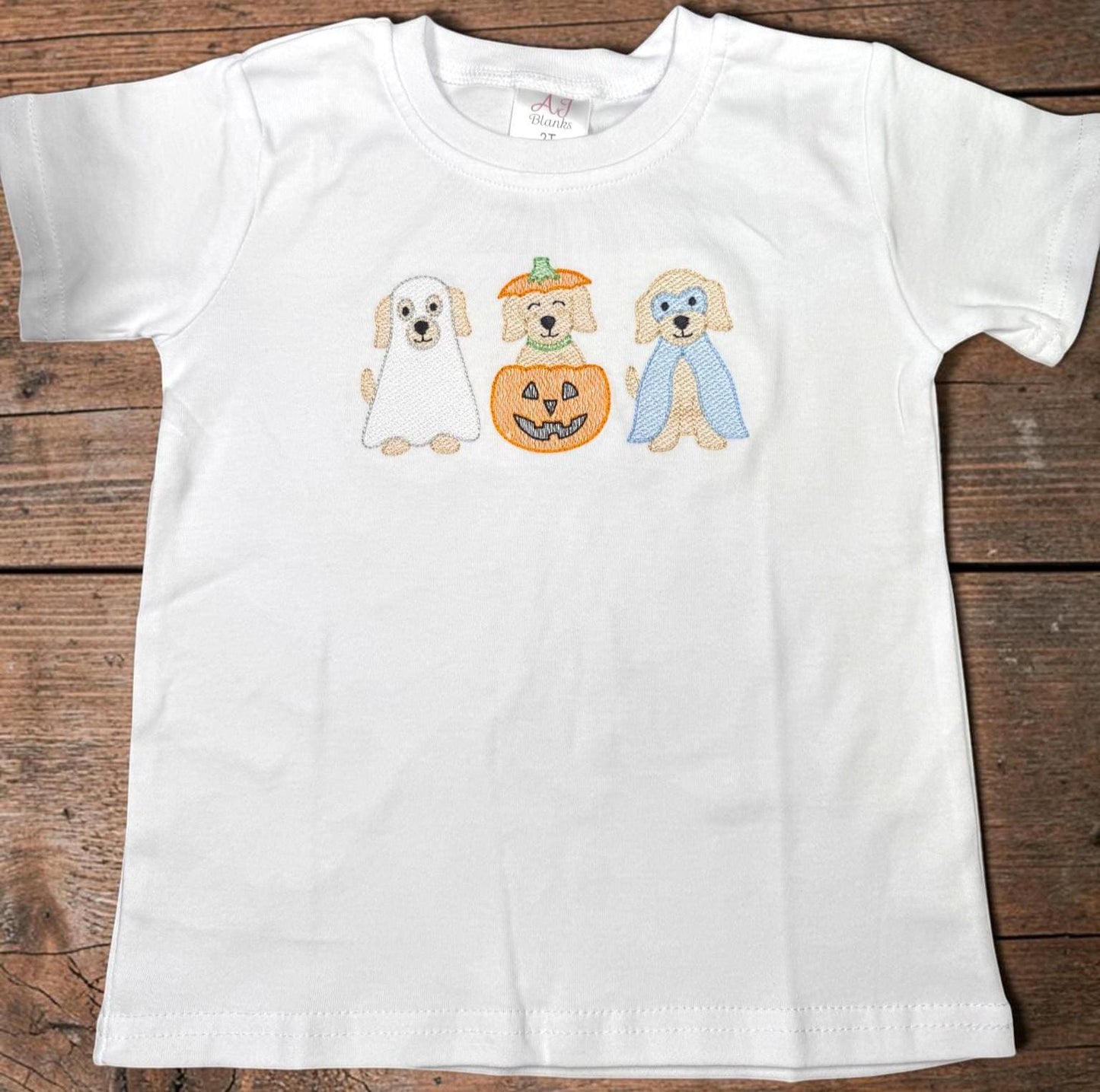 Boys Halloween Shirt, Embroidered Halloween Puppy Shirt, Pumpkin Ghost Dog Tee, Toddler Halloween Outfit, Fall Pumpkin Patch Shirt