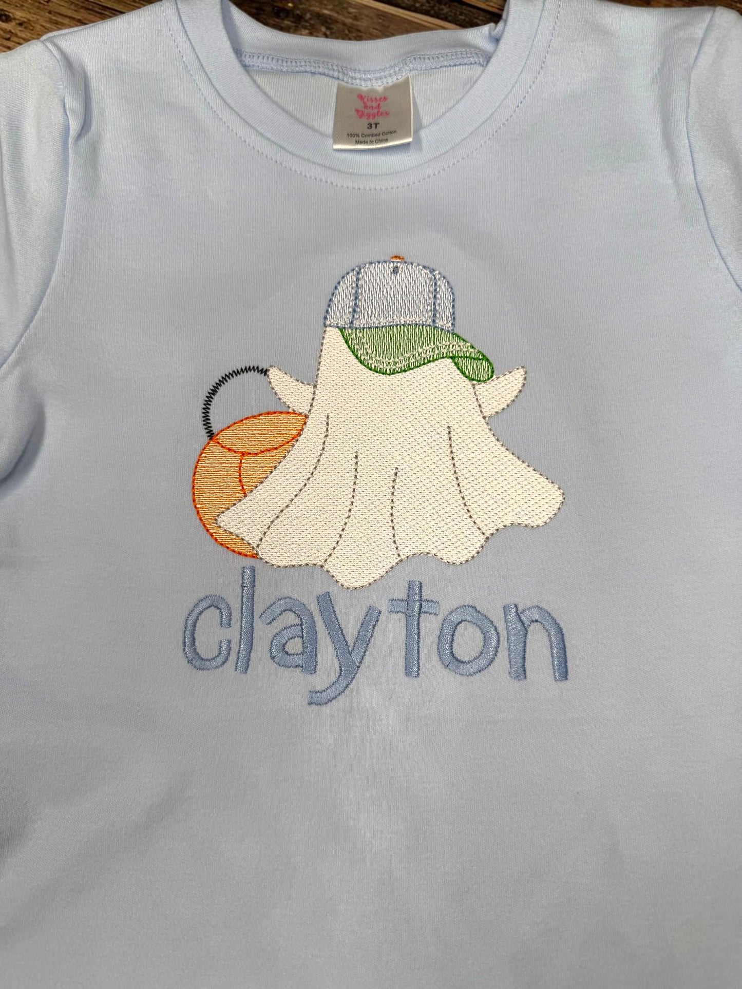 Personalized Boys Embroidered Ghost Halloween Shirt | Custom Name Trick or Treat Outfit