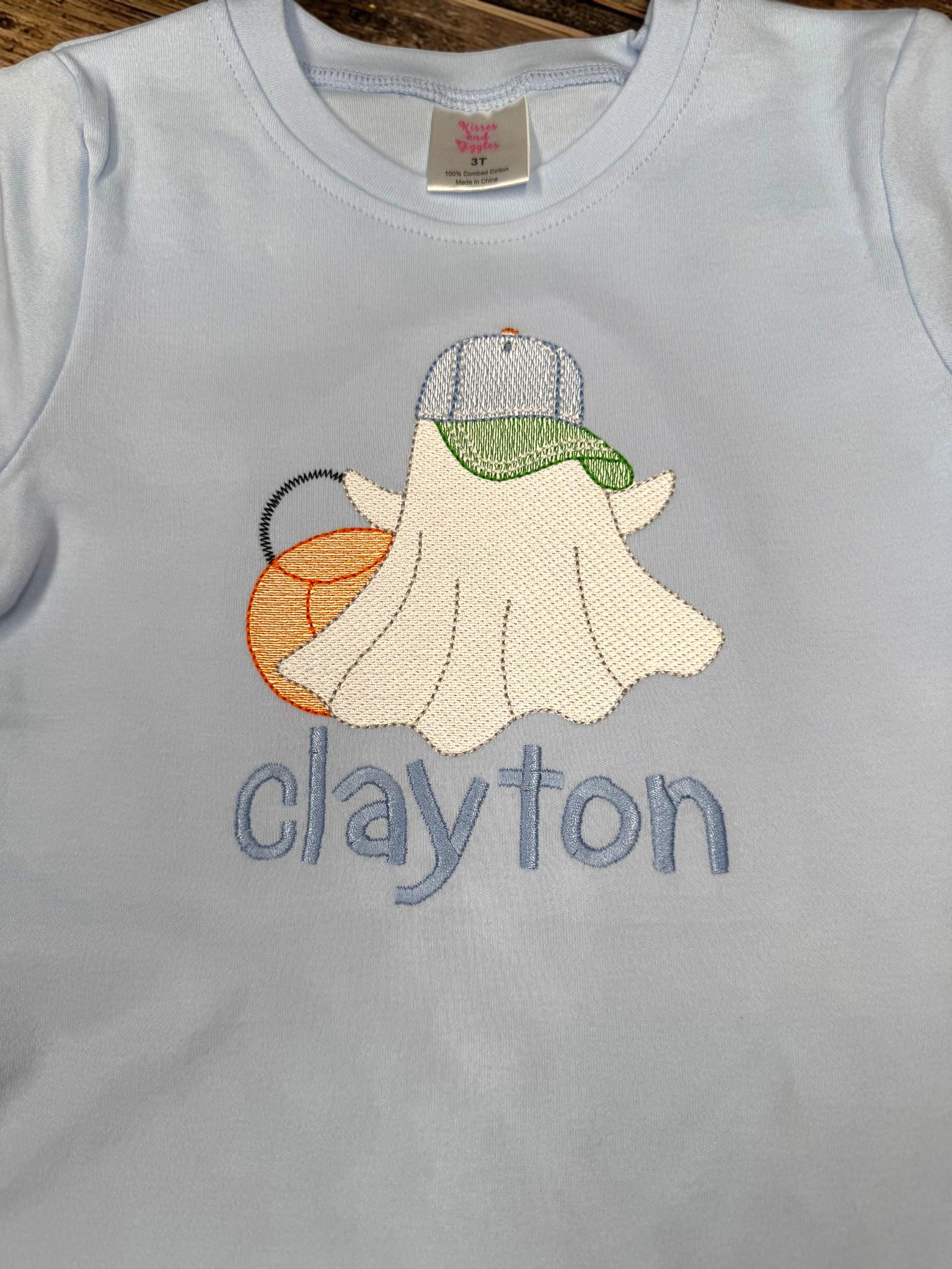 Personalized Boys Embroidered Ghost Halloween Shirt | Custom Name Trick or Treat Outfit