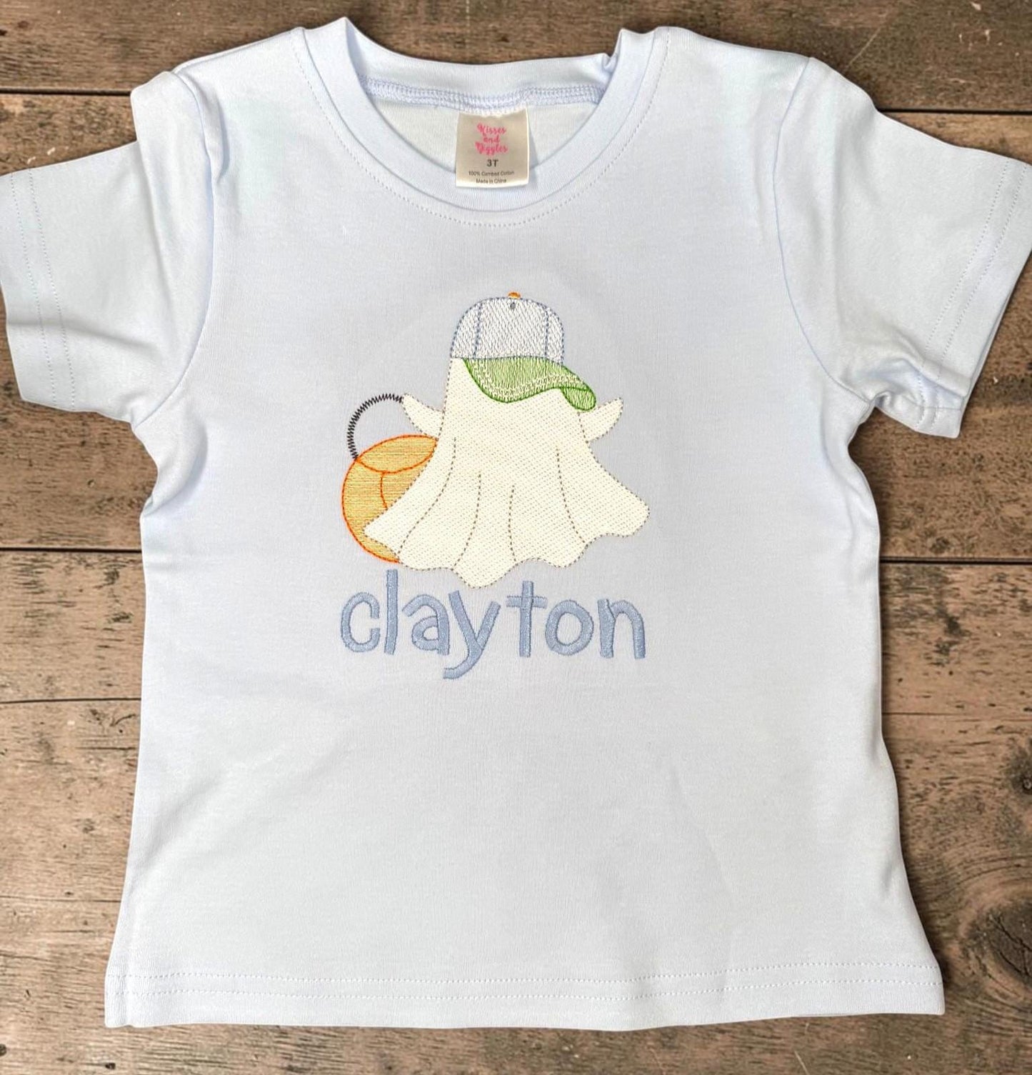 Personalized Boys Embroidered Ghost Halloween Shirt | Custom Name Trick or Treat Outfit
