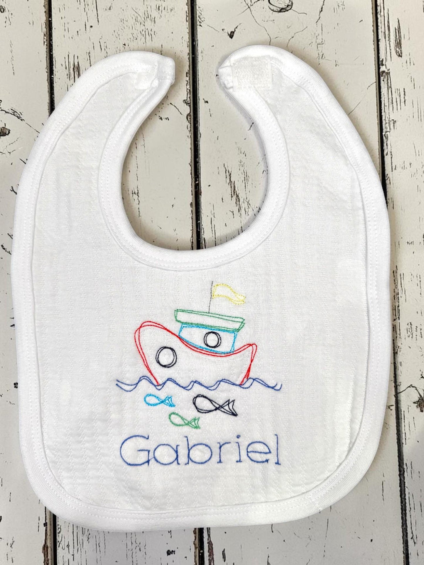 Personalized Baby Boy Bib, Burp Cloth or Blanket, Embroidered Sailboat Baby Gift, Nautical Baby Set