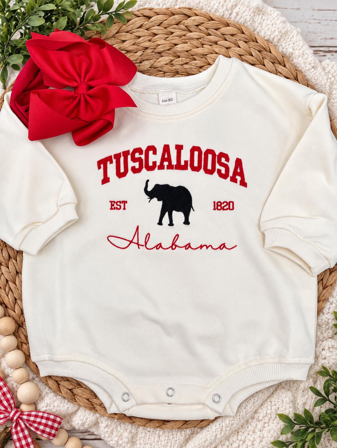 Embroidered Baby Bubble Romper | Game Day Baby Outfit | Long Sleeve Baby Romper