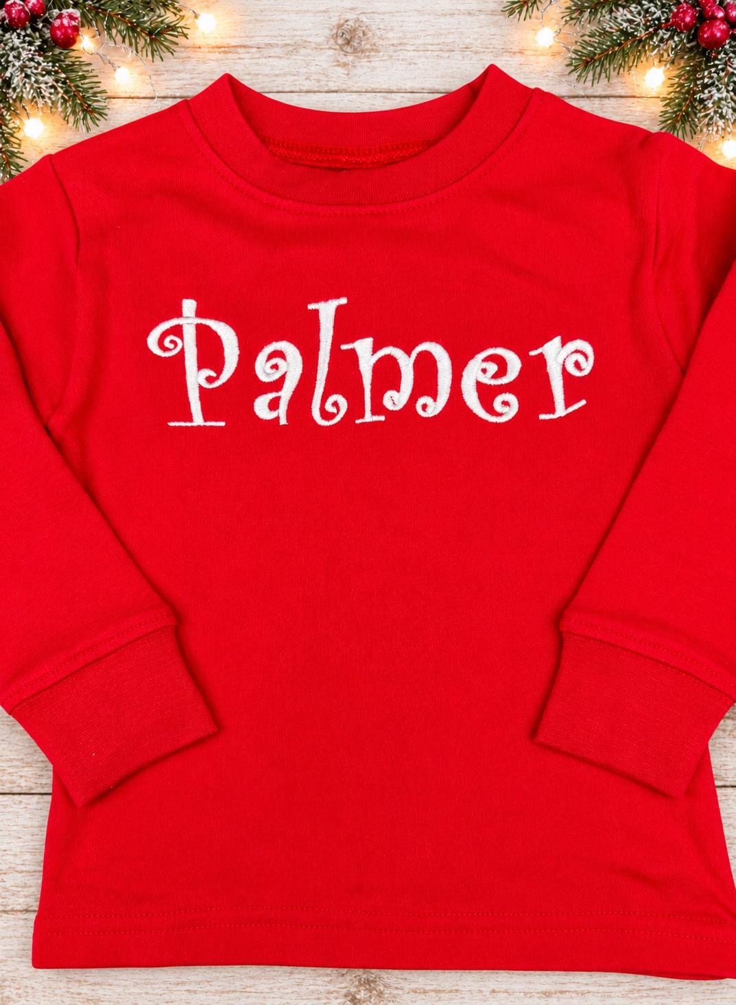 Personalized Kids Christmas Loungewear, Embroidered Holiday Outfit