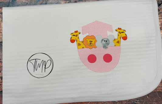 Noah's Ark Pink Baby Blanket