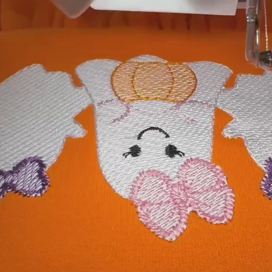 Girls Halloween Ghost Dress | Orange Embroidered Tunic | Toddler Halloween Outfit | Pumpkin Patch