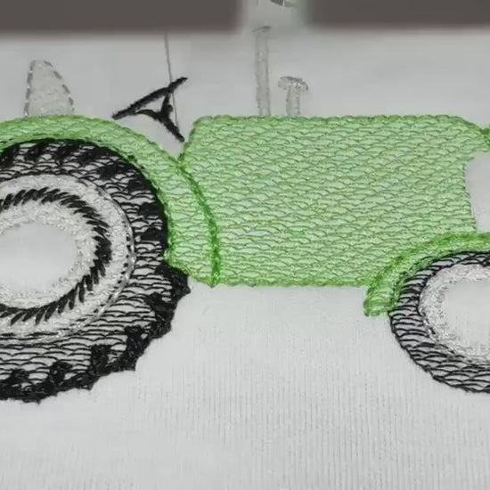 Green Tractor Baby Footie, Embroidered Farm Baby Boy Outfit, Personalized Country Baby Romper, Newborn Farm Gift