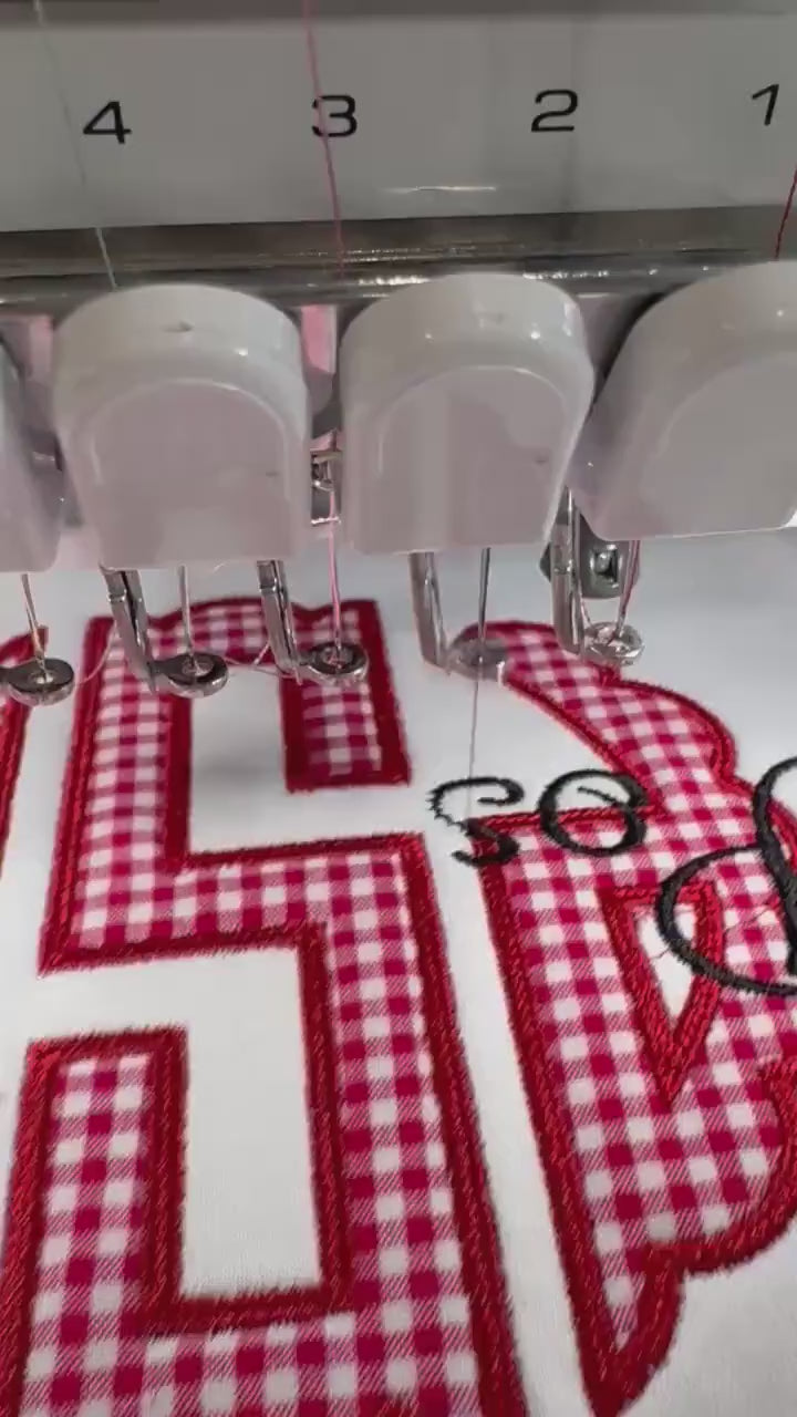 Personalized Monogram Scallop Short Set | Girls Boutique Outfit | Embroidered Name Shirt | Red Gingham Shorts