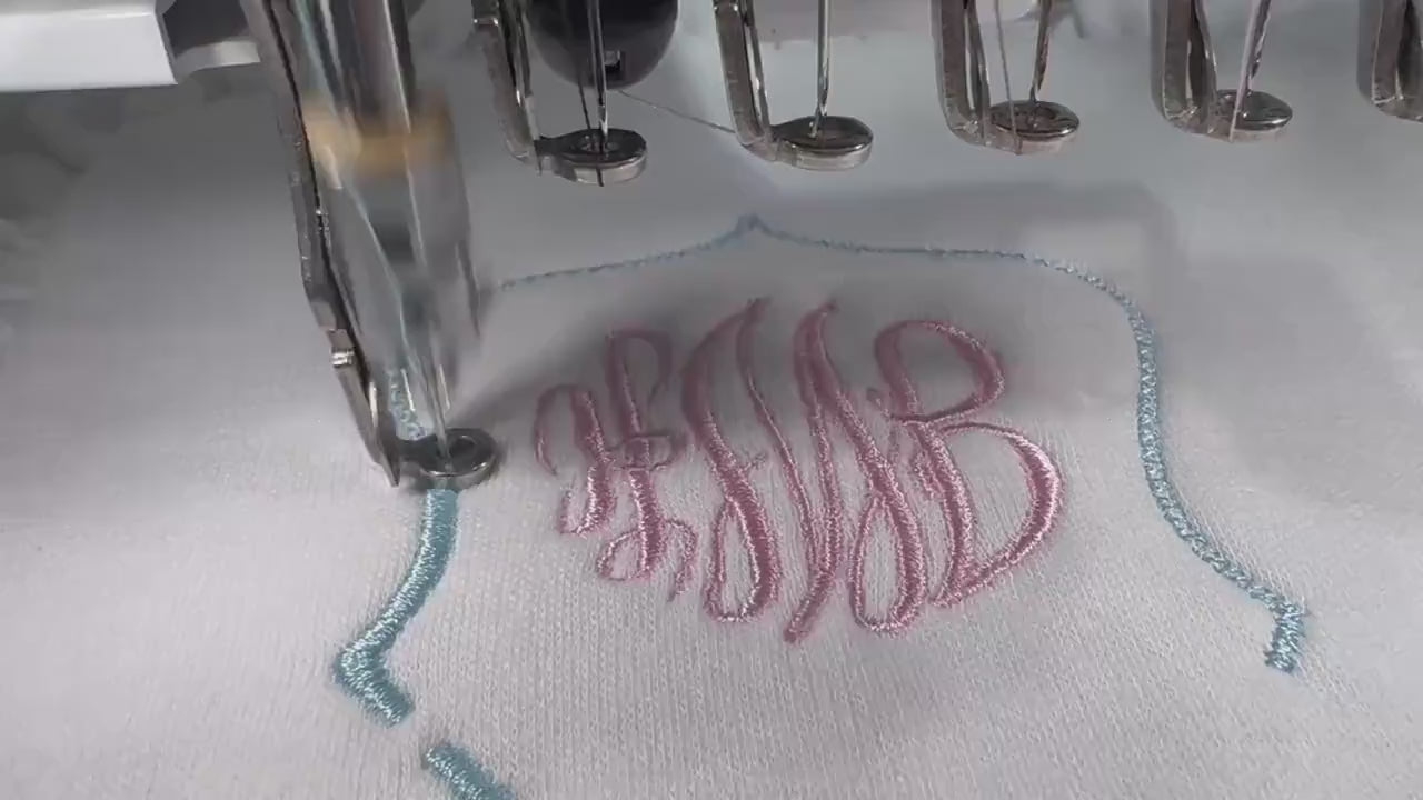 Personalized Newborn Footie: Floral Monogram, White Cotton Knit