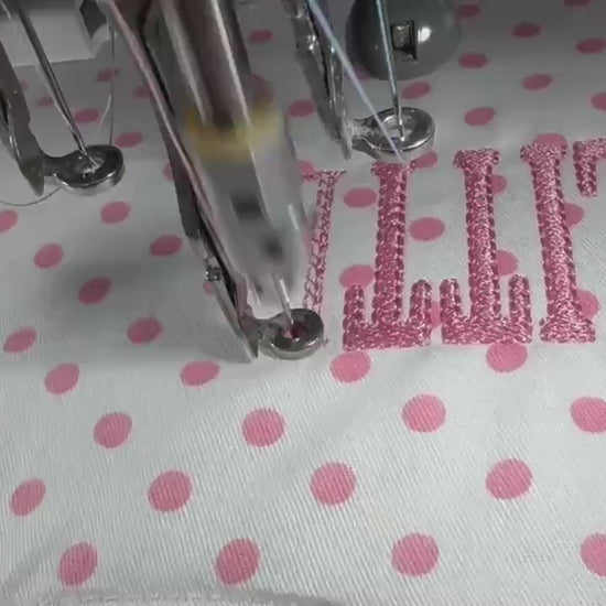 Embroidered Little Sister Bubble Romper | Pink Gingham Polka Dot Baby Girl Outfit