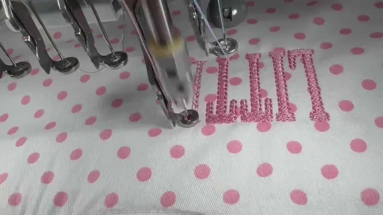 Embroidered Little Sister Bubble Romper | Pink Gingham Polka Dot Baby Girl Outfit