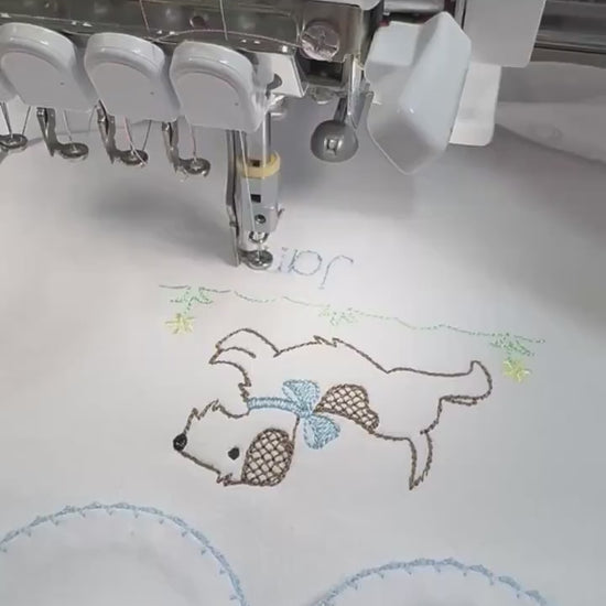 Embroidered Puppy Coming Home Outfit: Monogrammed Pima Cotton Footie