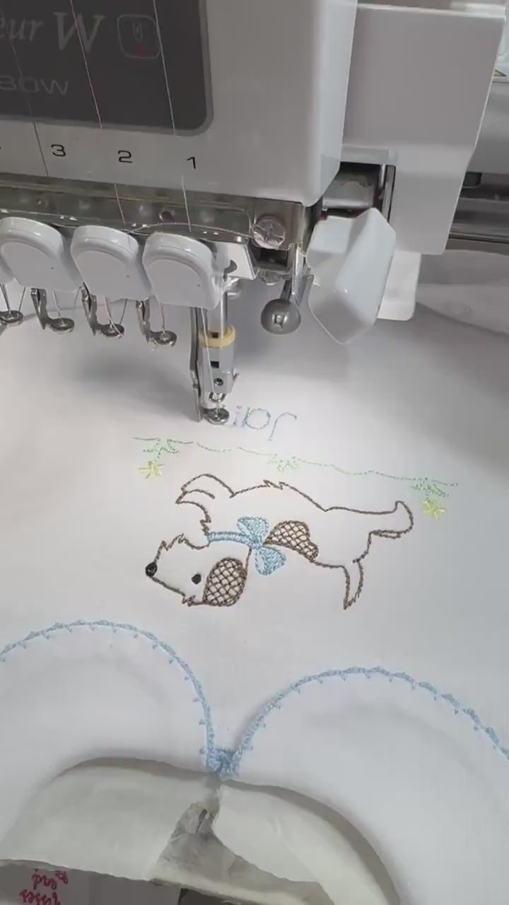 Embroidered Puppy Coming Home Outfit: Monogrammed Pima Cotton Footie