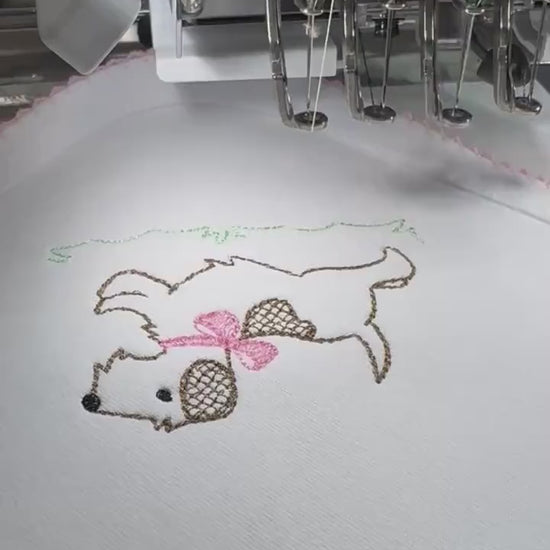Embroidered Puppy Footie Coming Home Outfit: Personalized Pima Cotton Baby Set