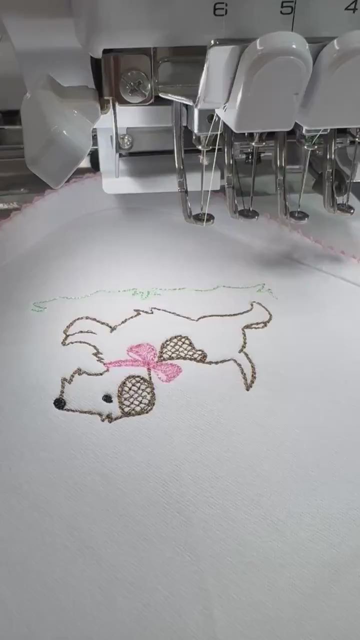 Embroidered Puppy Footie Coming Home Outfit: Personalized Pima Cotton Baby Set