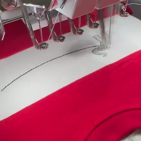 Embroidered Bulldog Football Romper | Red Game Day Baby Outfit