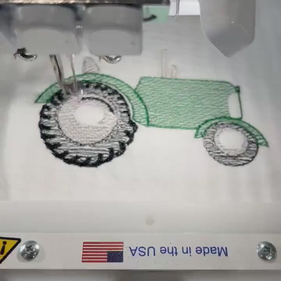 Personalized Tractor Baby Blanket Set: Embroidered Jacquard Cotton
