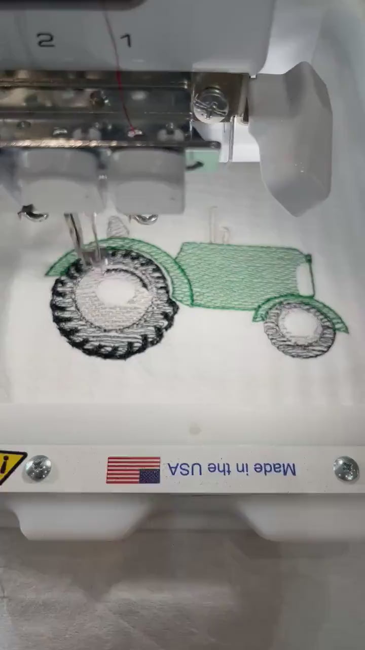 Personalized Tractor Baby Blanket Set: Embroidered Jacquard Cotton