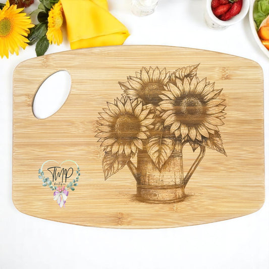 Sunflower Pitcher – Bamboo Cutting Board with Handle