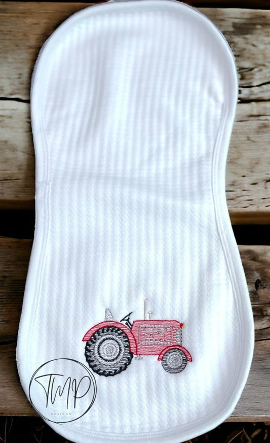 Red Tractor Burp Cloth